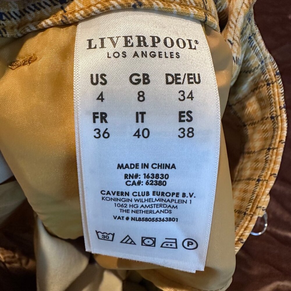 NWT Liverpool Yellow Plaid Trousers Womens Size 4 Rockabilly Pin Up Goth Retro - Picture 11 of 11